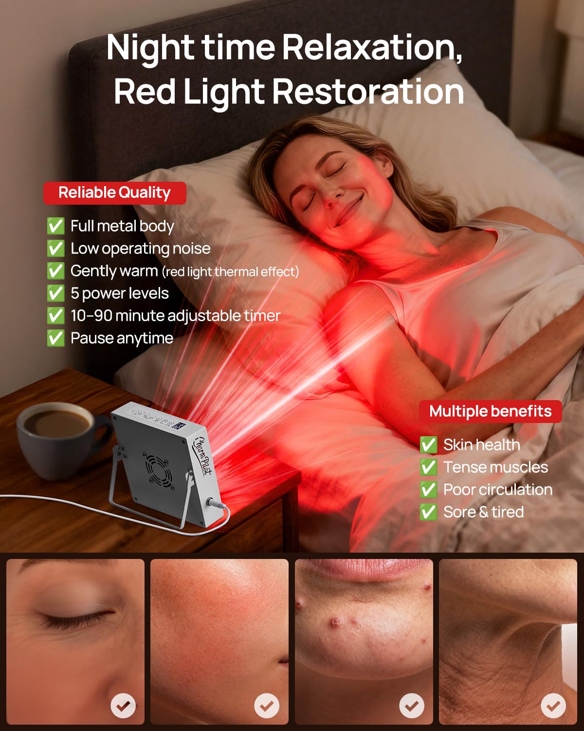 Charmpilot 16-LED panel close-up showing compact design for easy at-home use.