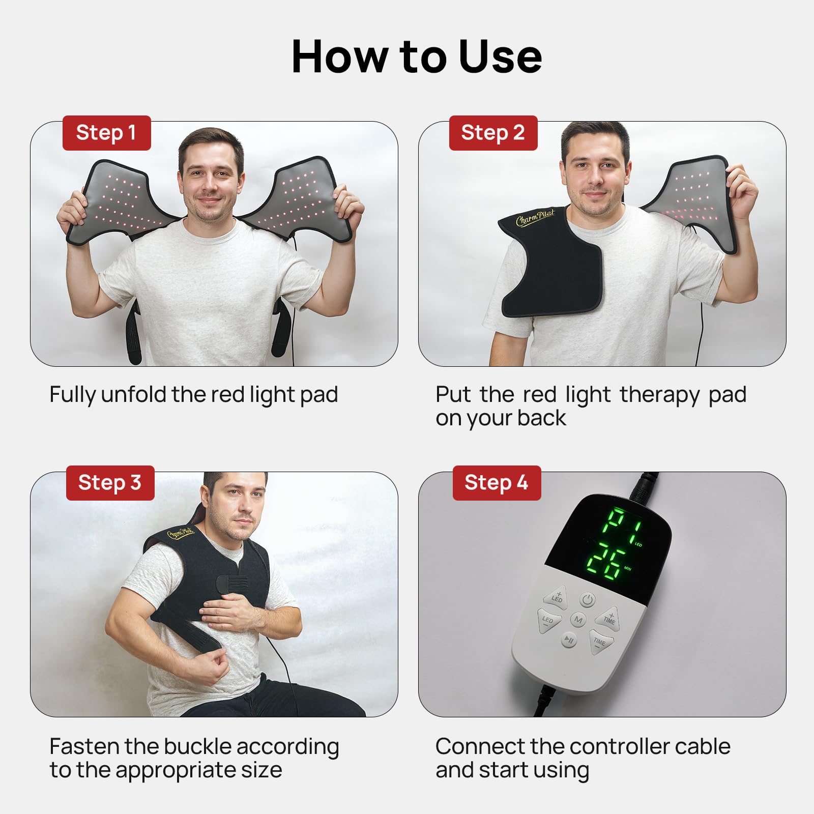 Adjustable strap on Charmpilot for a secure neck fit during movement.