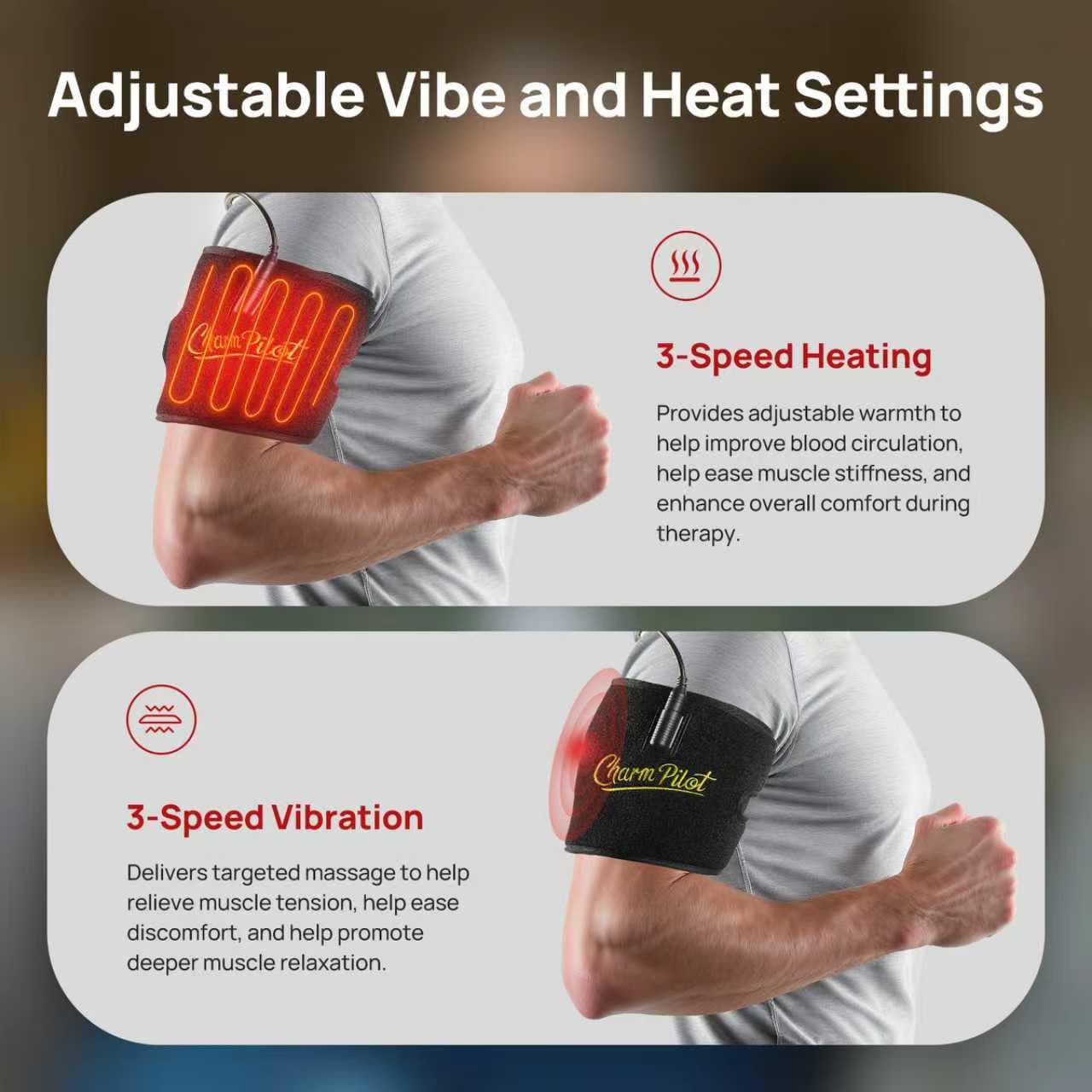 Charmpilot vibration massage option offers gentle to deep tissue relief