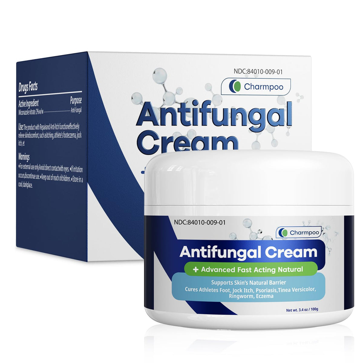 Charmpoo antifungal cream bottle shows easy-to-use packaging for quick relief
