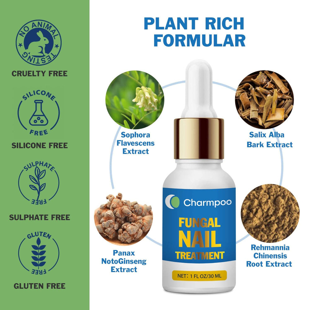CHARMPOO botanical formula with willow bark and ginseng on bottle