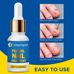 CHARMPOO lightweight serum dropper highlighting non-sticky, quick-absorption care