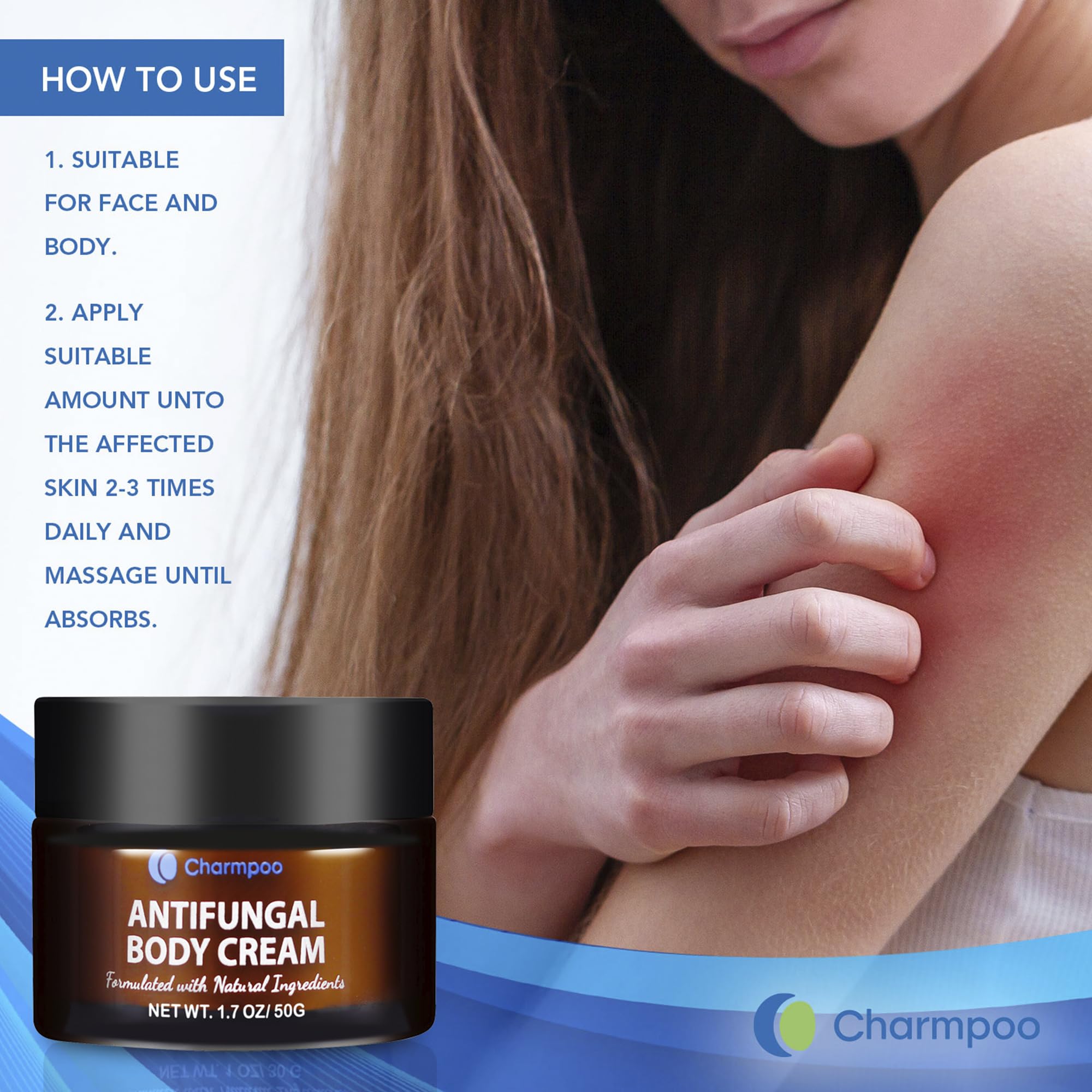 CHARMPOO non-greasy formula texture for fast absorption