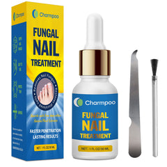 CHARMPOO toenail serum bottle showing targeted daily care for clearer nails
