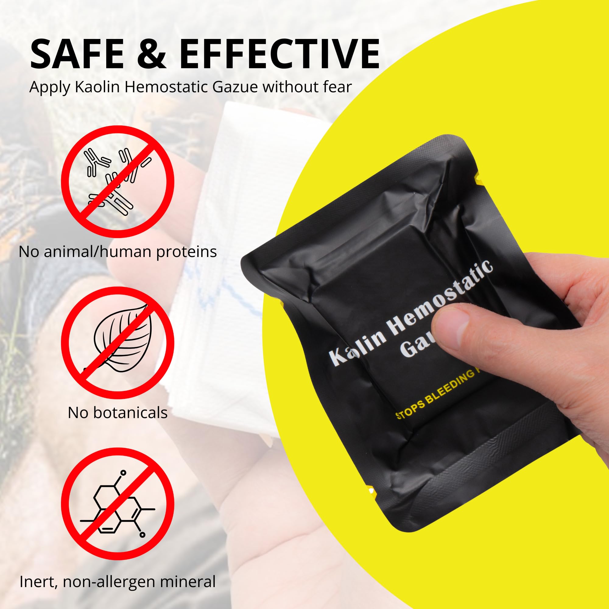Charter Tactical Nonallergenic Gauze reduces irritation risk during bleeding control tasks.