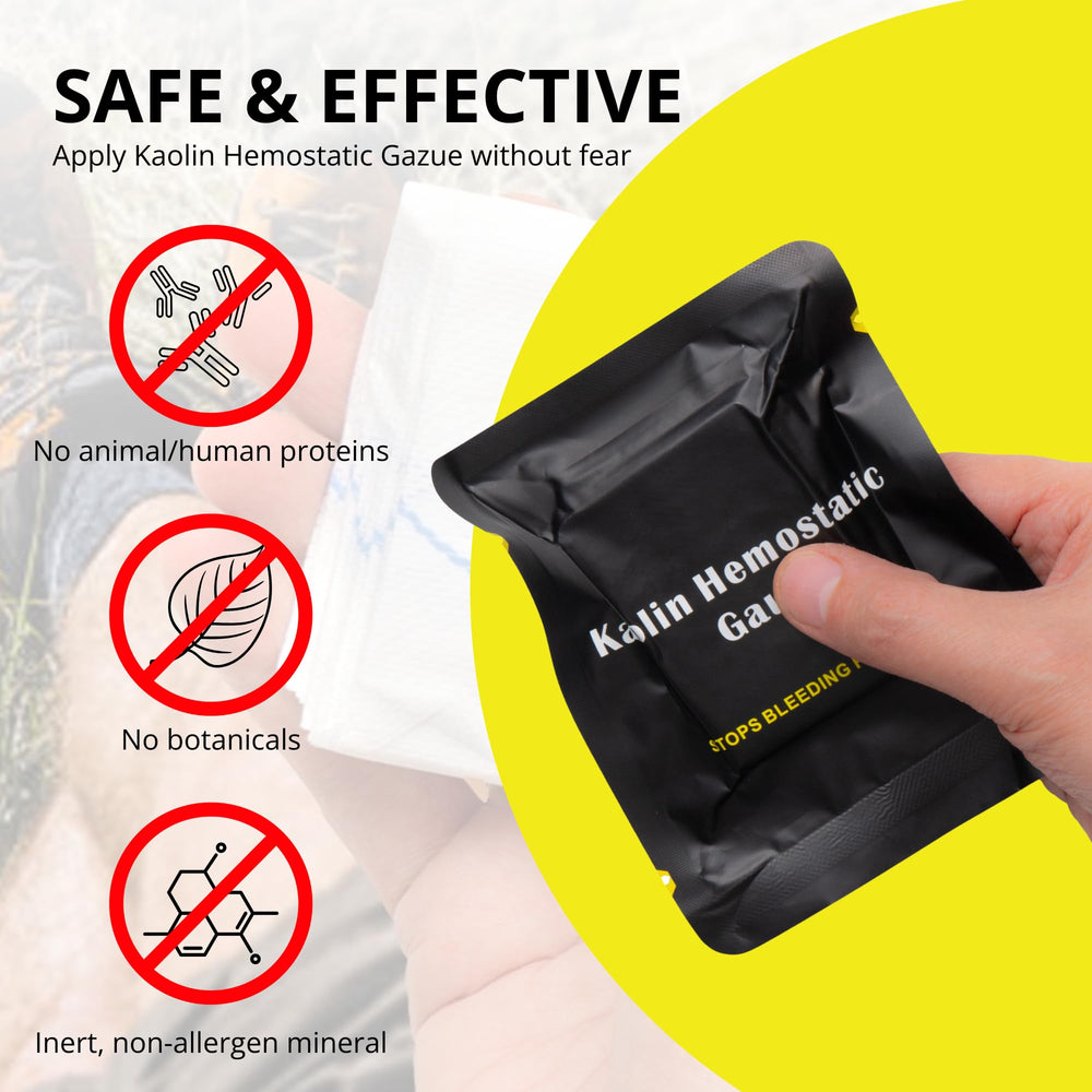 Charter Tactical Nonallergenic Gauze reduces irritation risk during bleeding control tasks.