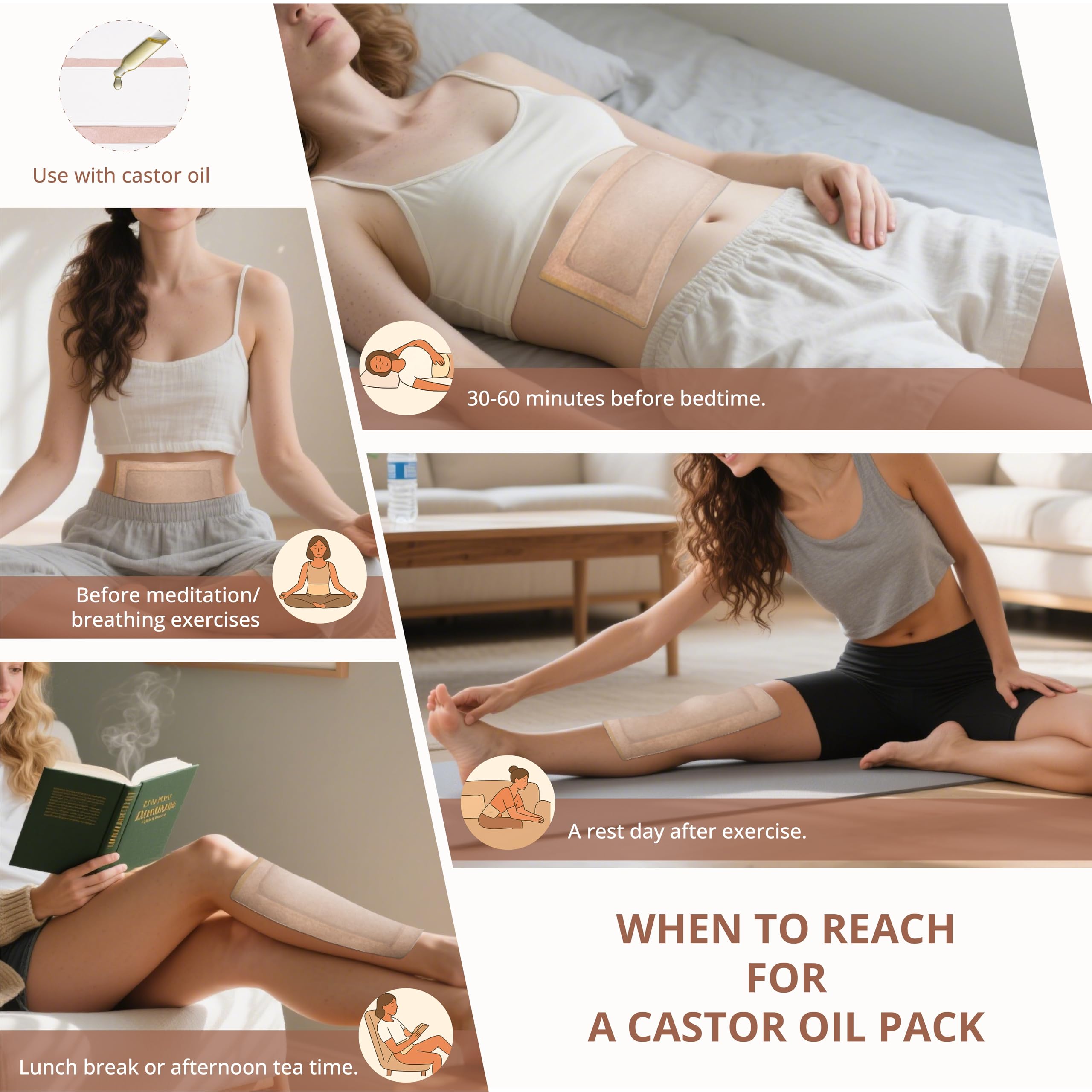 CHAVELLY Castor Oil Pack Wraps 12-patch set, ideal gift for self-care routines.