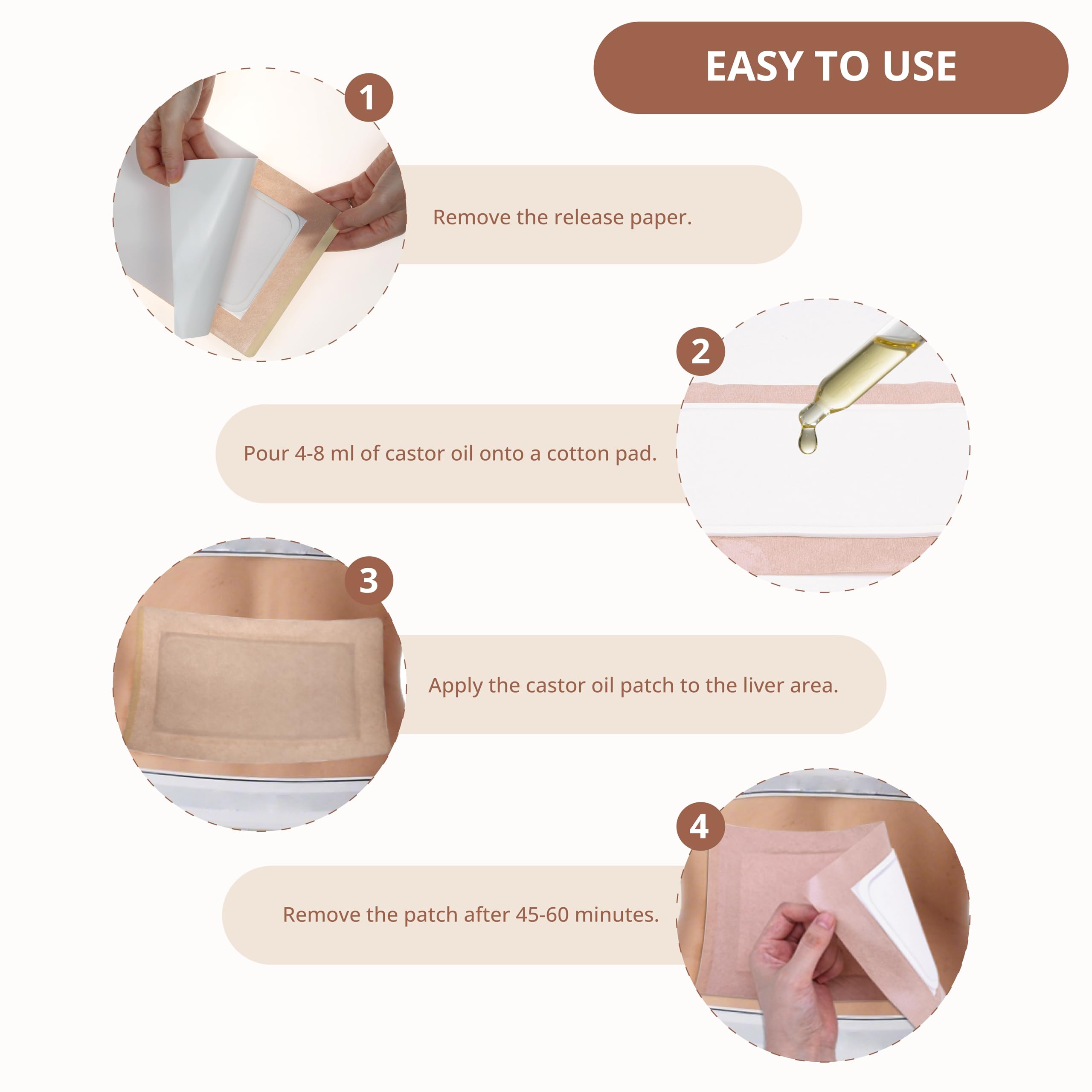 CHAVELLY Castor Oil Pack Wraps travel-ready patches for on-the-go care.