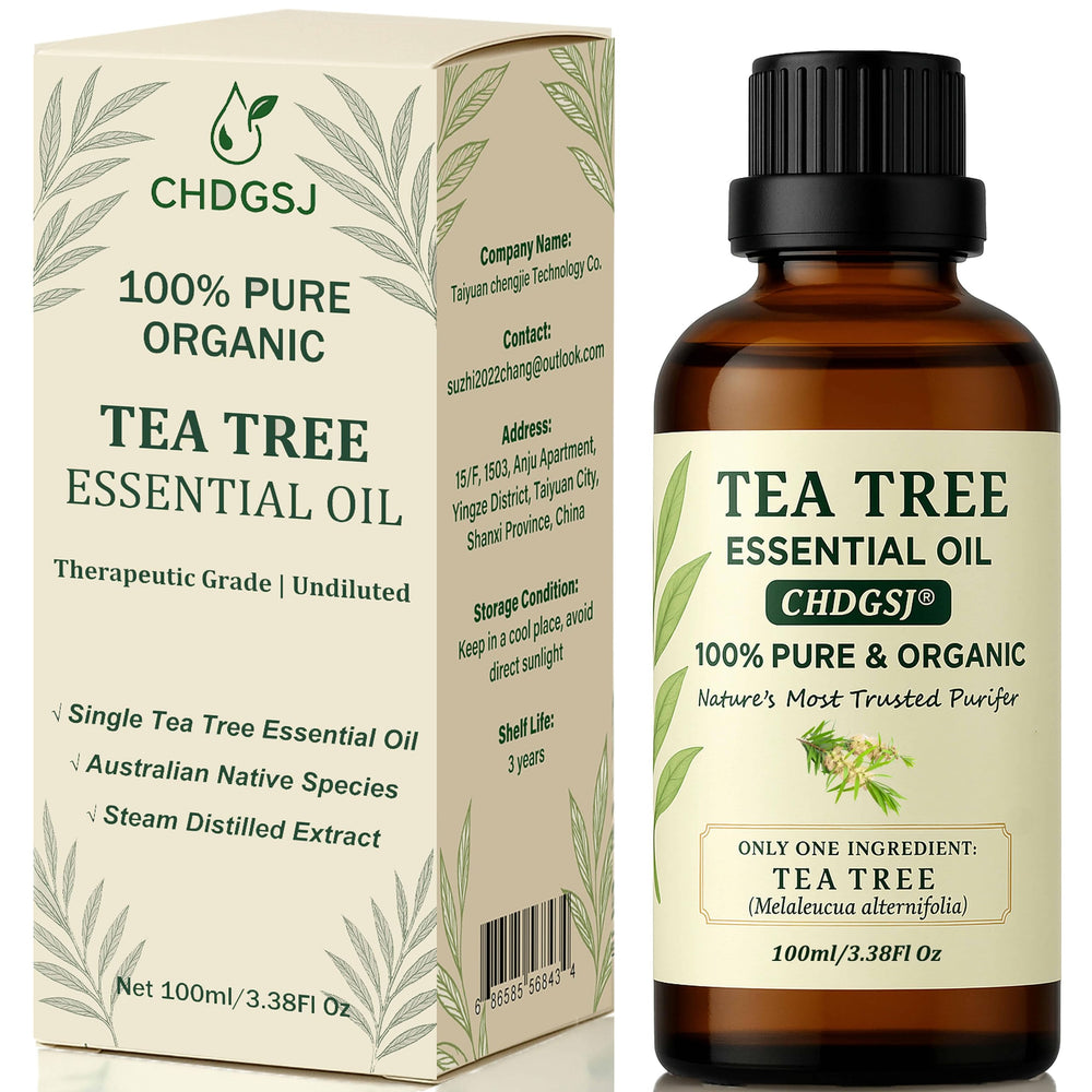 CHDGSJ Tea Tree Oil bottle from Australia highlighting purity and aroma