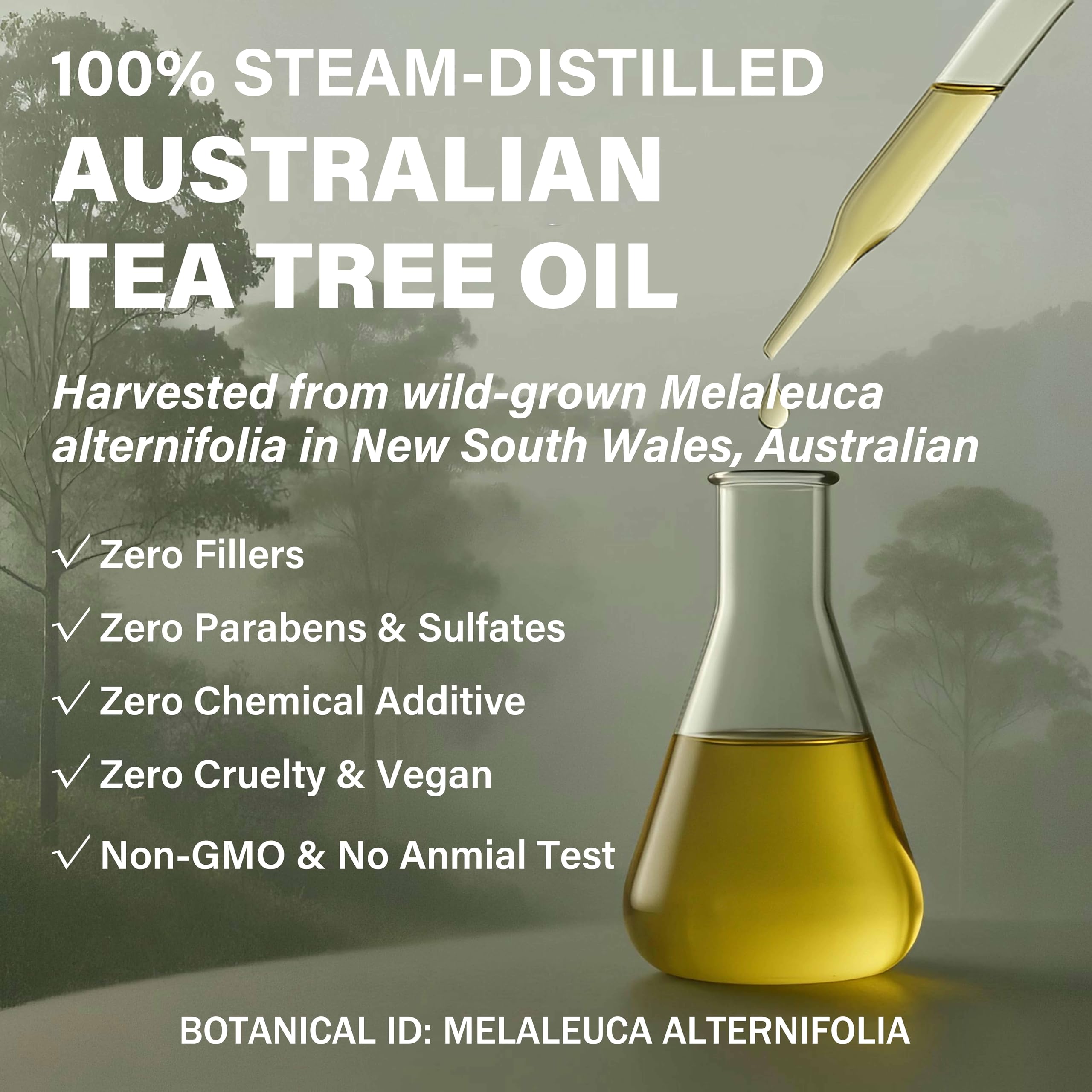 CHDGSJ Tea Tree Oil label displaying batch details for transparency