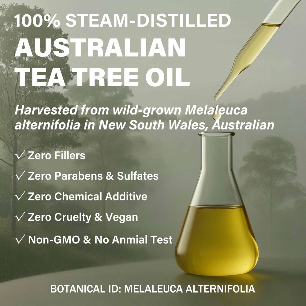 CHDGSJ Tea Tree Oil label displaying batch details for transparency
