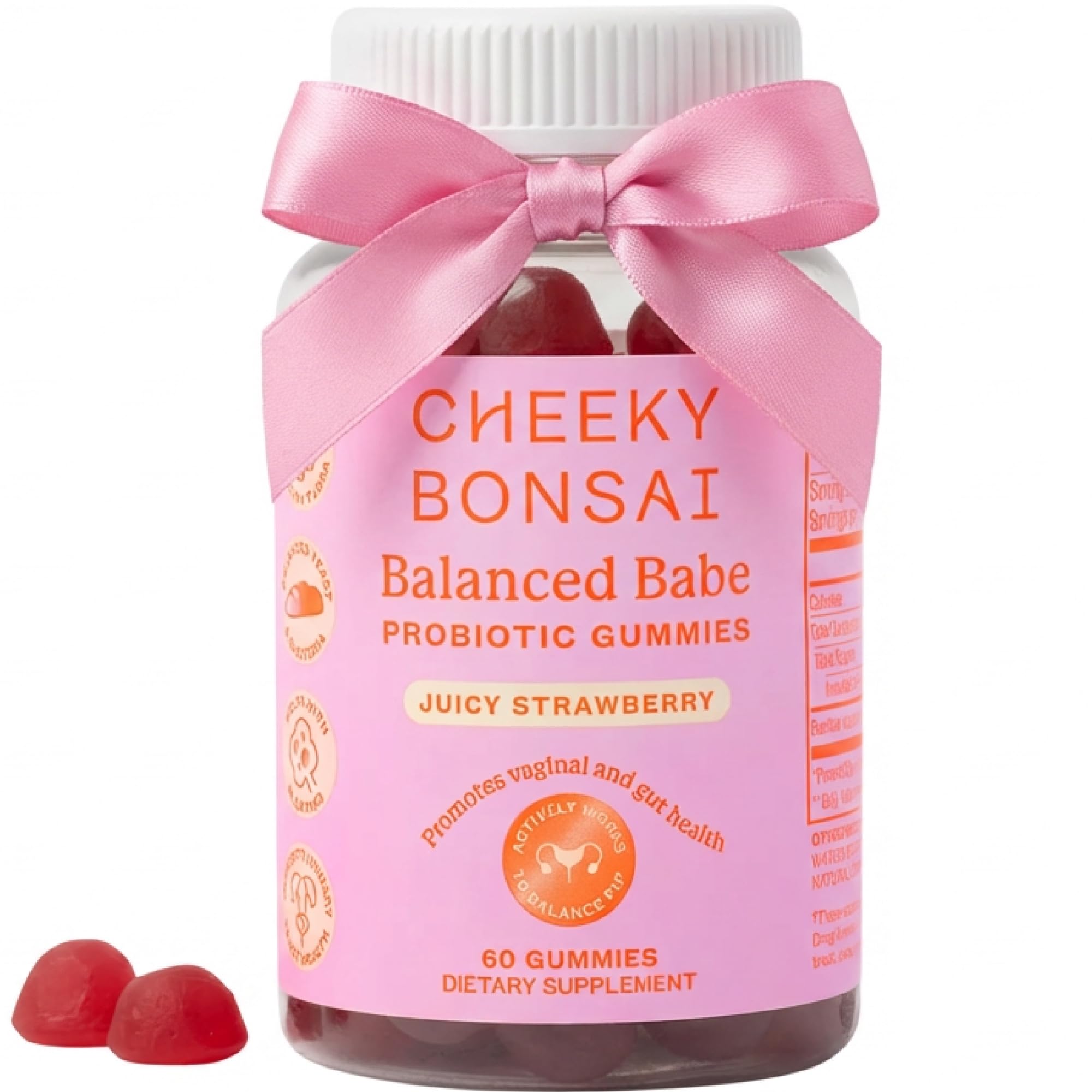 Cheeky Bonsai vaginal probiotic gummies bottle front, daily balance