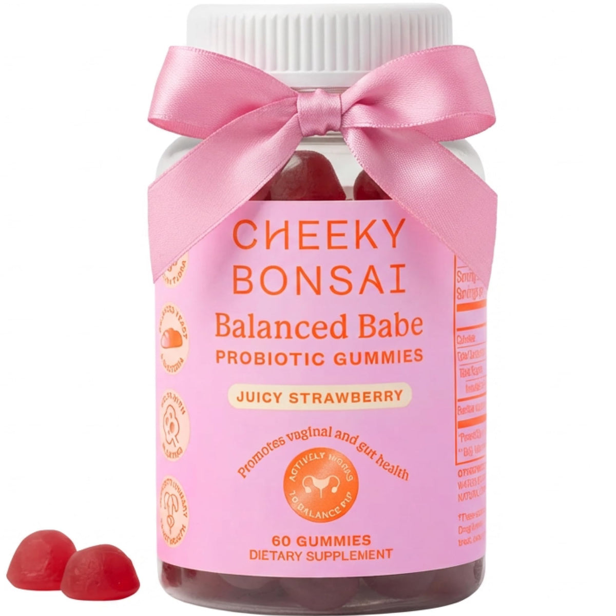 Cheeky Bonsai vaginal probiotic gummies bottle front, daily balance