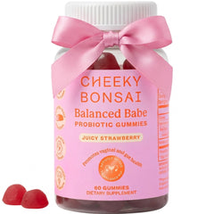 Cheeky Bonsai vaginal probiotic gummies bottle front, daily balance