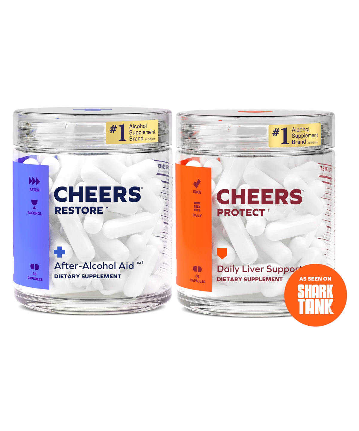Cheers Liver Combo Restore bottle pouring capsules for post-drink support