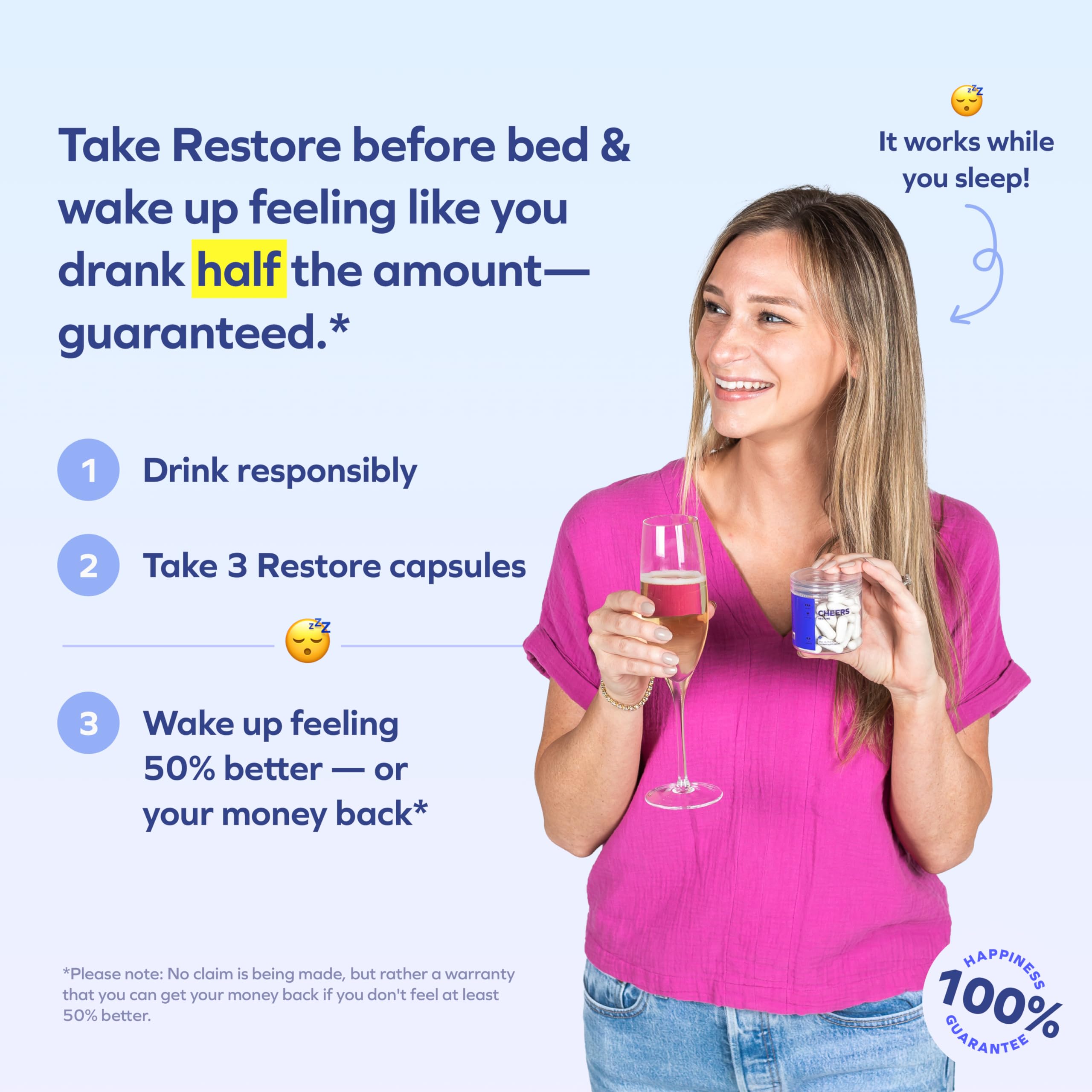 Cheers Liver Combo Restore capsules close-up for convenient after-drinking use