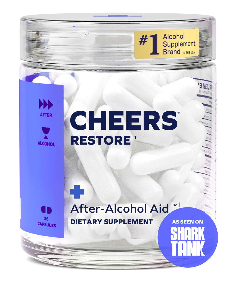 Cheers Restore capsules displaying high DHM and cysteine per serving.