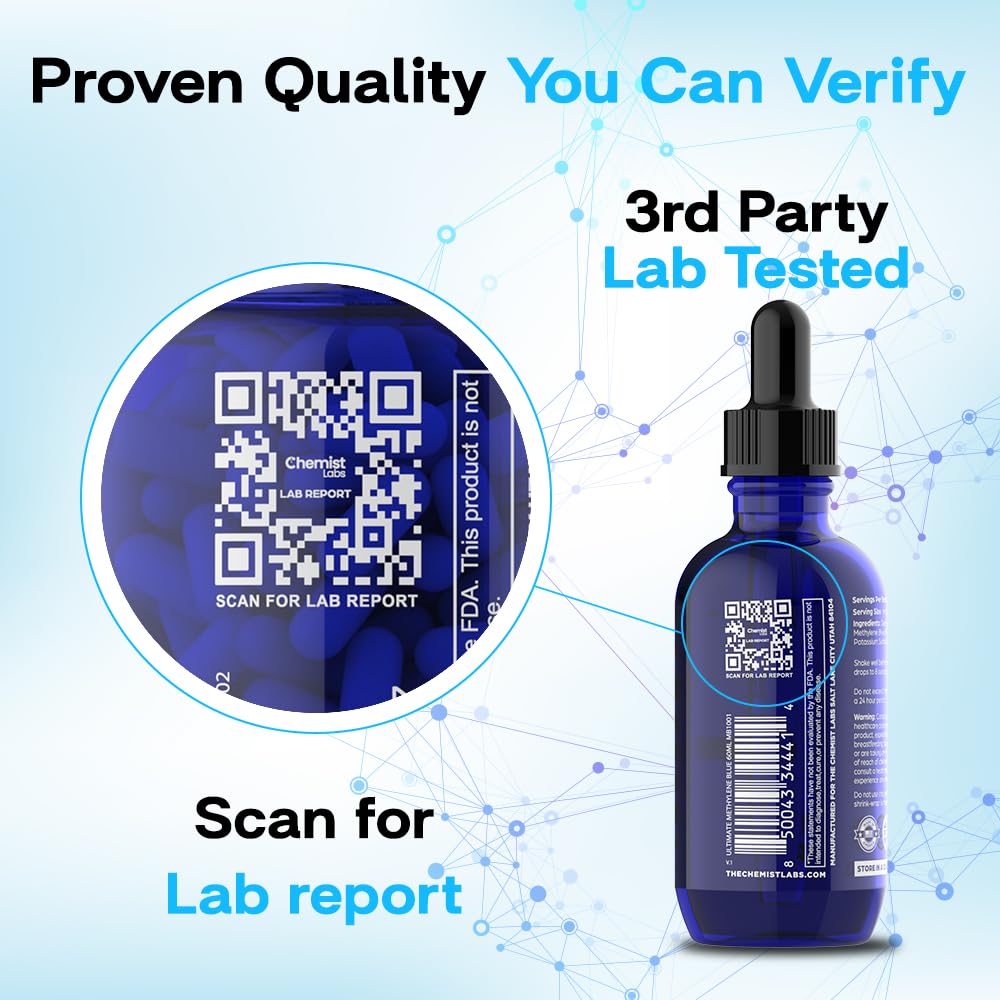 Chemist Labs Methylene Blue 99% purity claim on product packaging