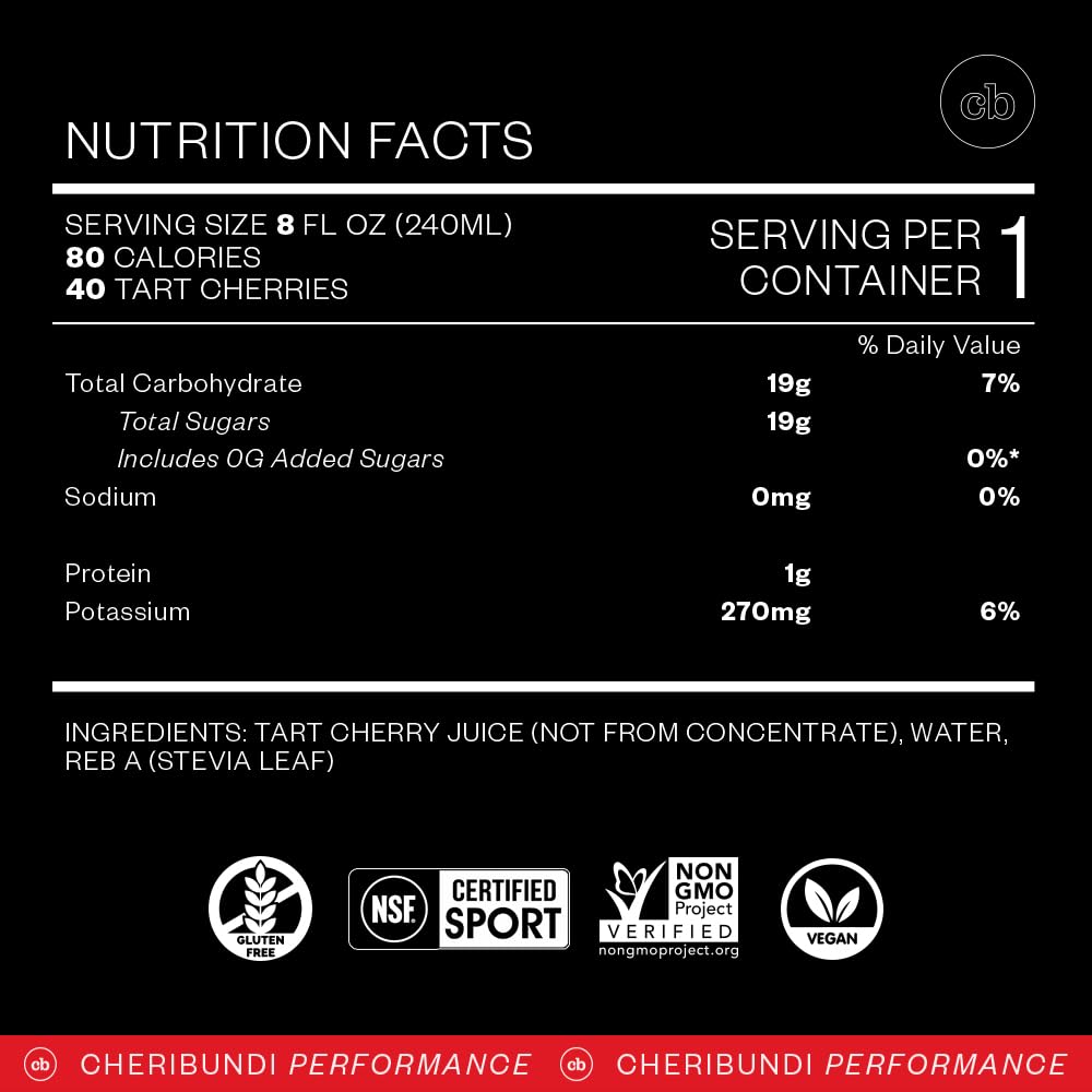 Close-up of Cheribundi Sleep bottle label featuring L-theanine and valerian for relaxation