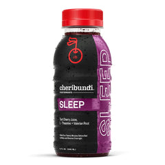 Cheribundi Sleep tart cherry juice bottle showing an 8oz serving for nighttime recovery