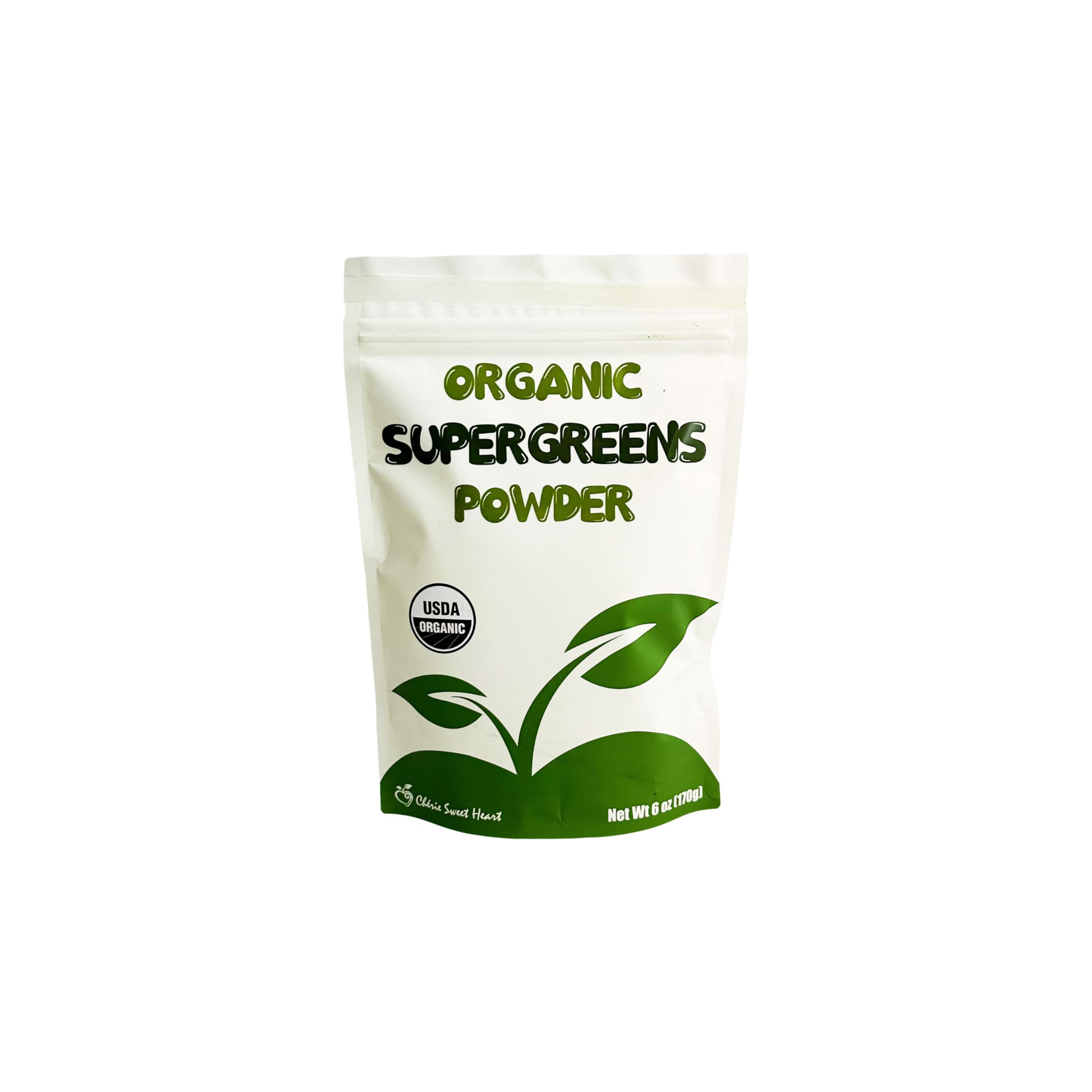 Chérie Sweet Heart Supergreens powder bottle for easy daily greens boost.
