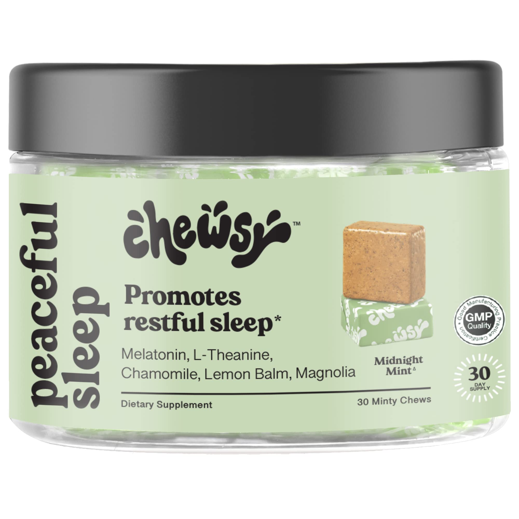 CHEWSY Peaceful Sleep mint chew with calming aroma for a restful night routine