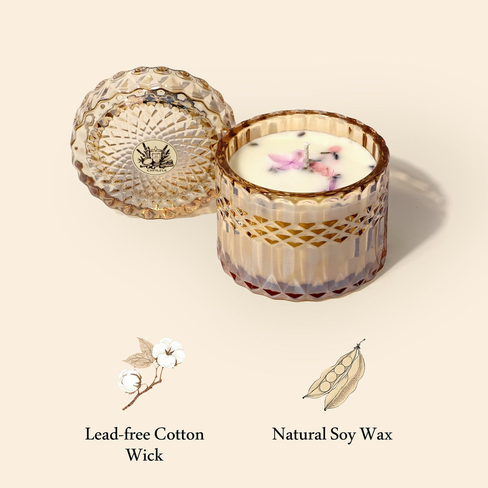 CHFILZLE Candle scene evokes relaxation with lavender vanilla aroma.