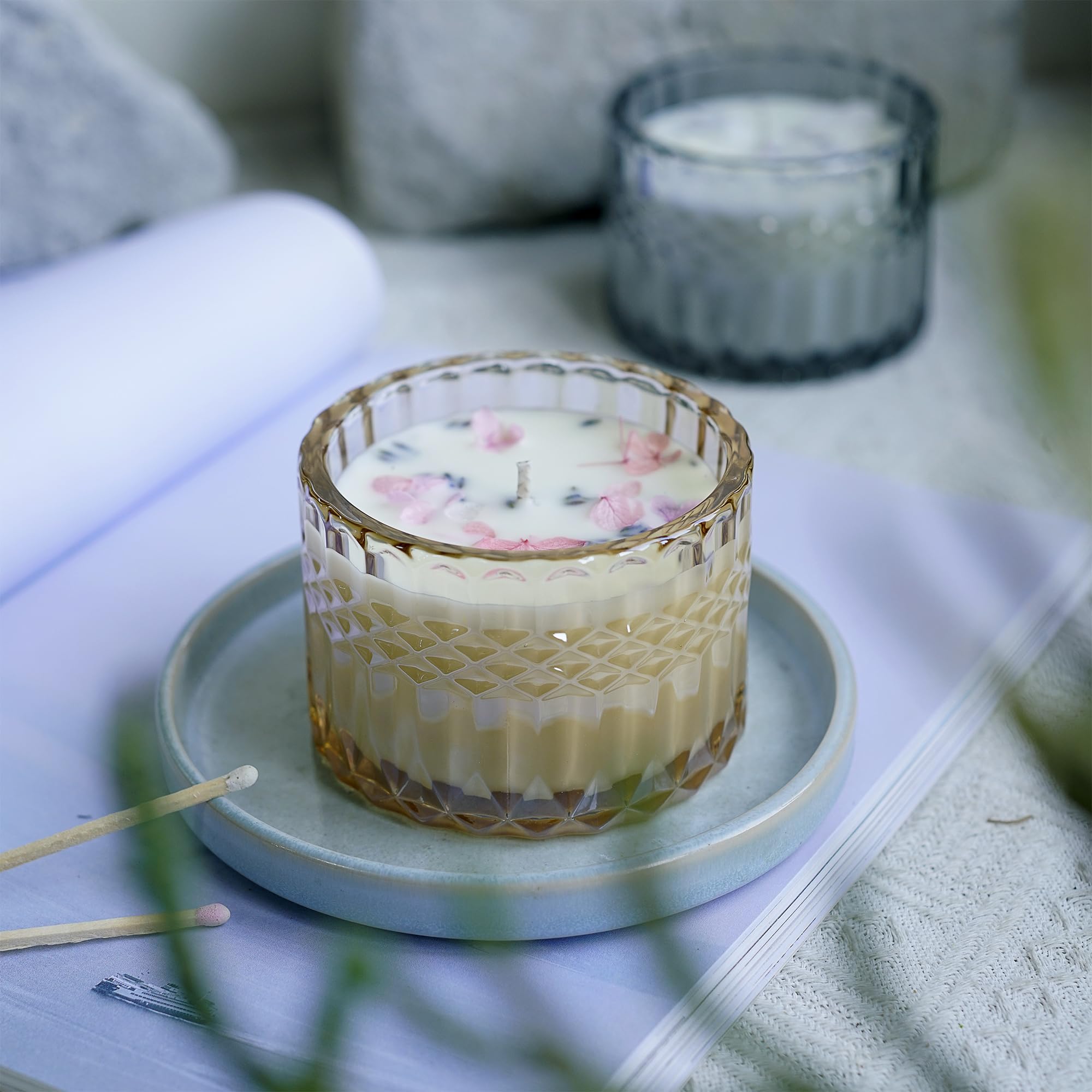 CHFILZLE embossed glass jar after burn becomes chic storage.