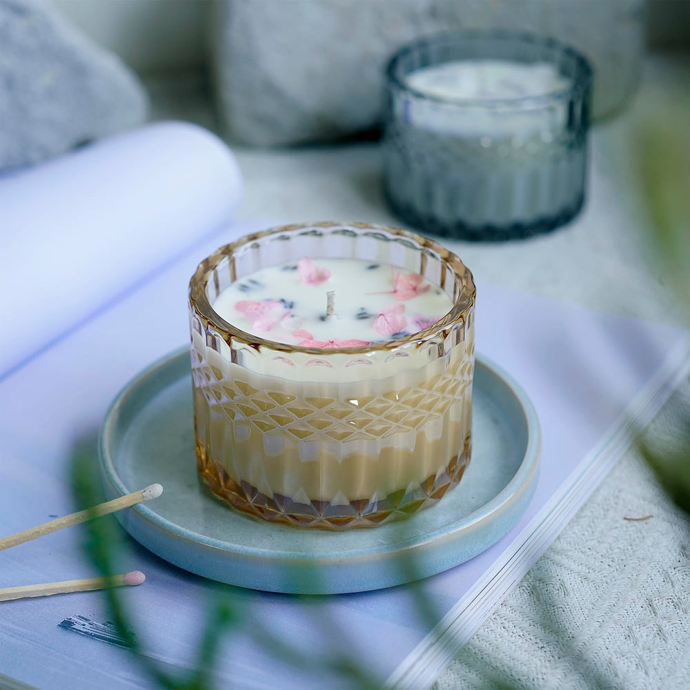 CHFILZLE embossed glass jar after burn becomes chic storage.