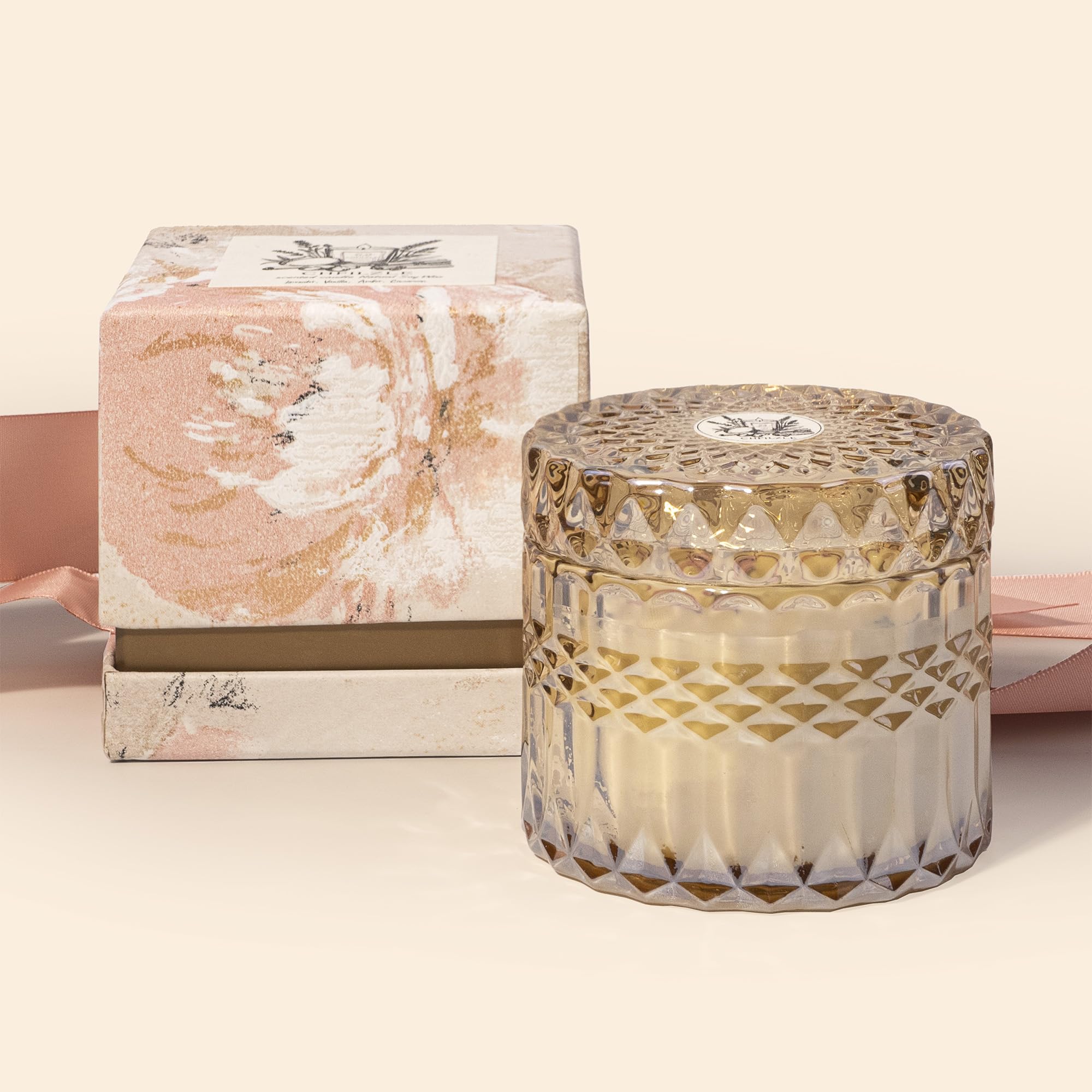 CHFILZLE Lavender Vanilla Candle jar showcases a reusable vessel for stylish home decor.