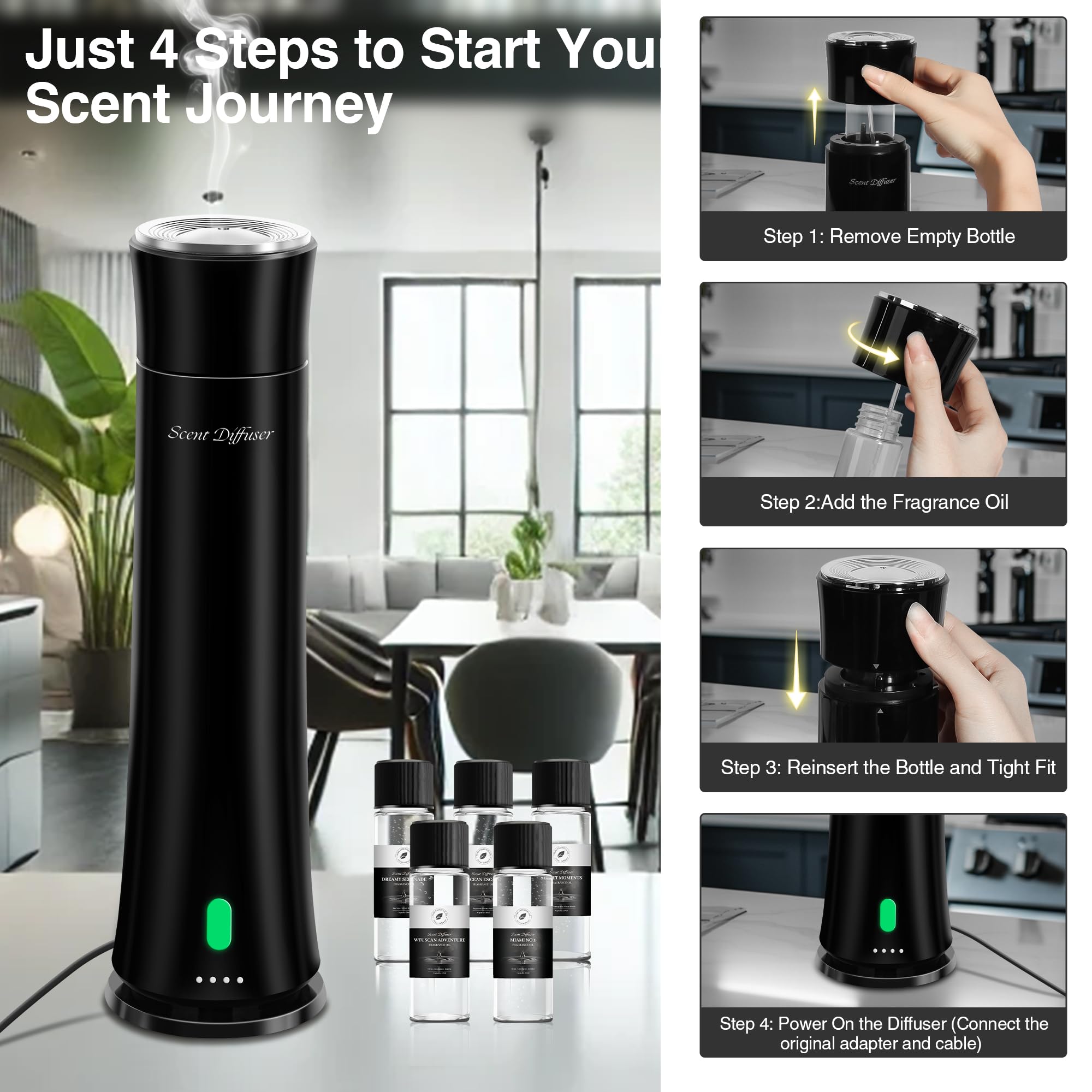 CHHZTEC six mist levels let you adjust scent intensity.