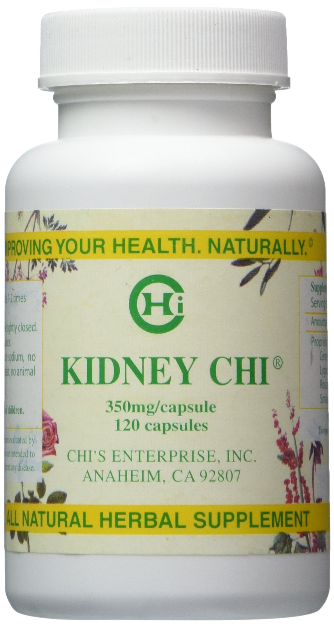 Chi's Enterprise Kidney Chi bottle displaying 120 capsules for daily kidney support