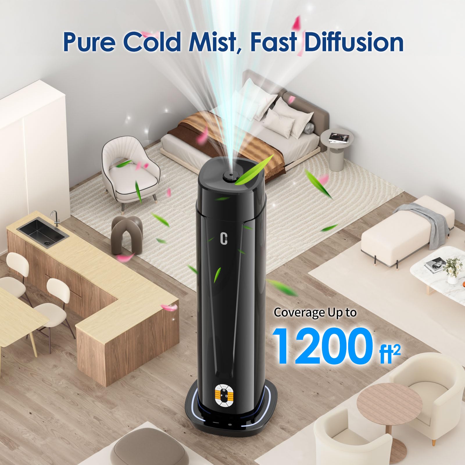 Chicsong LED light diffuser adds ambient mood for aromatherapy.
