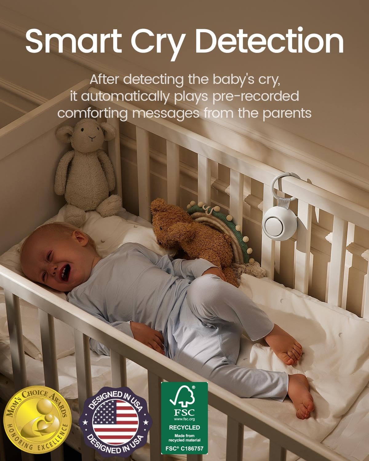 CHICWAY AI cry detection activates comforting words for calmer evenings