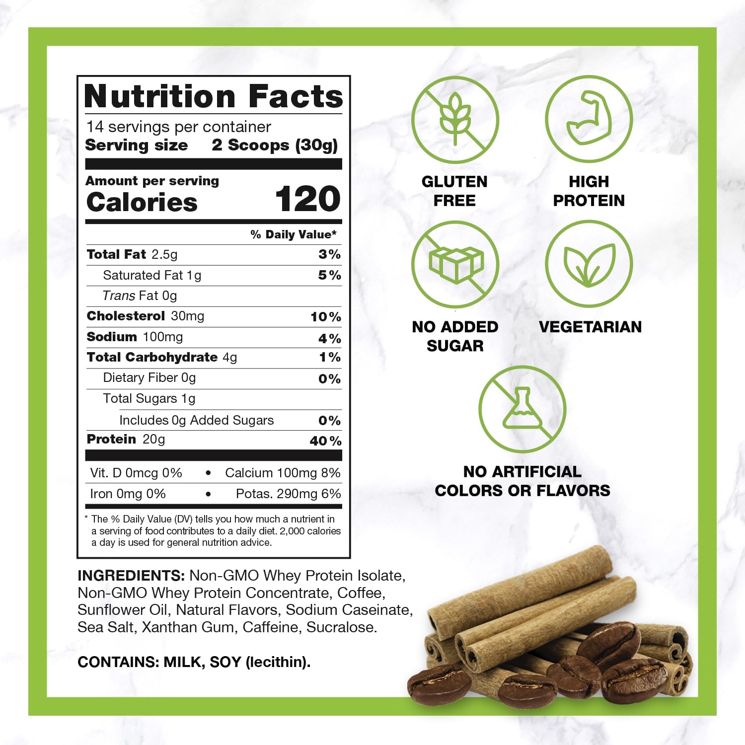 CHIKE Cinnamon Protein Coffee packaging displays a 14-serving bag for convenience