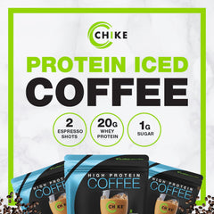 CHIKE Original label close-up, caffeinated flavor with 150 mg caffeine per serving.