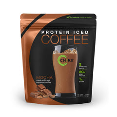 CHIKE Mocha High Protein Iced Coffee bottle showing bold mocha flavor for a morning energy boost