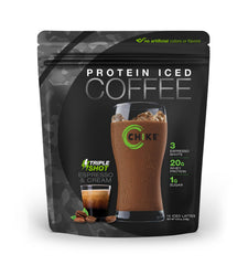 CHIKE Triple Shot Espresso & Cream bottle showing ready-to-drink energy with protein