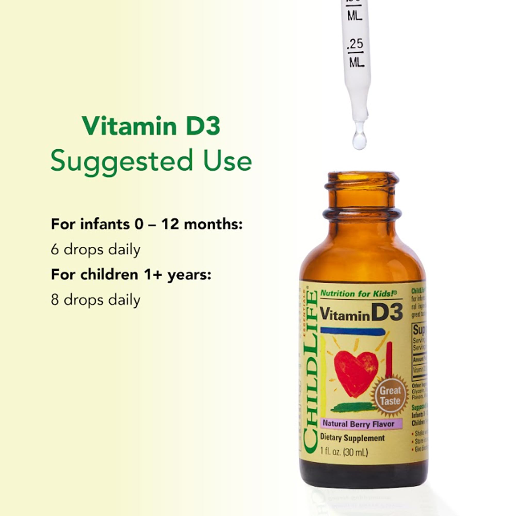 CHILDLIFE ESSENTIALS 3-pack Vitamin D3 drops on shelf.