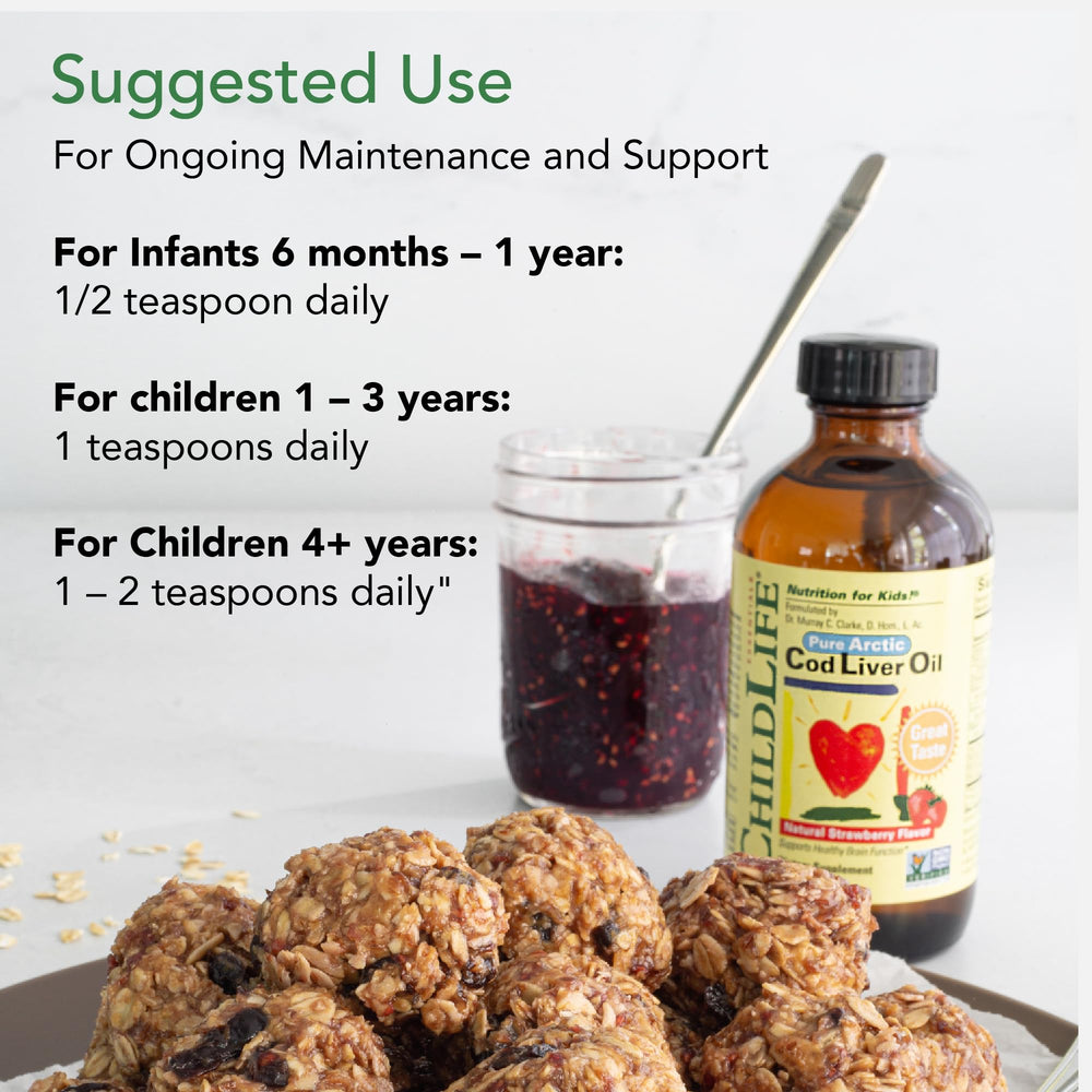 ChildLife Essentials bottle shown for infants 6+ months daily use.