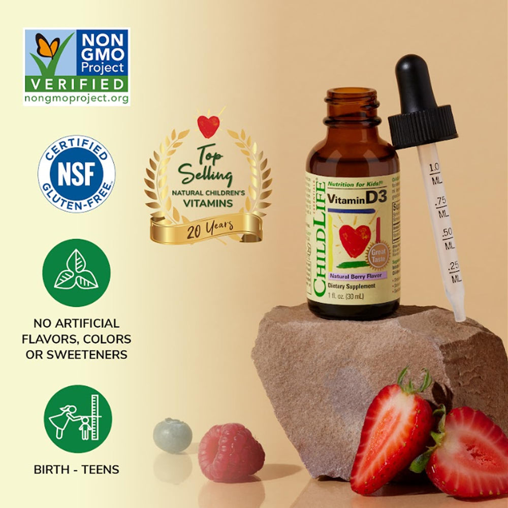 CHILDLIFE ESSENTIALS berry-flavored drops appealing to picky eaters.
