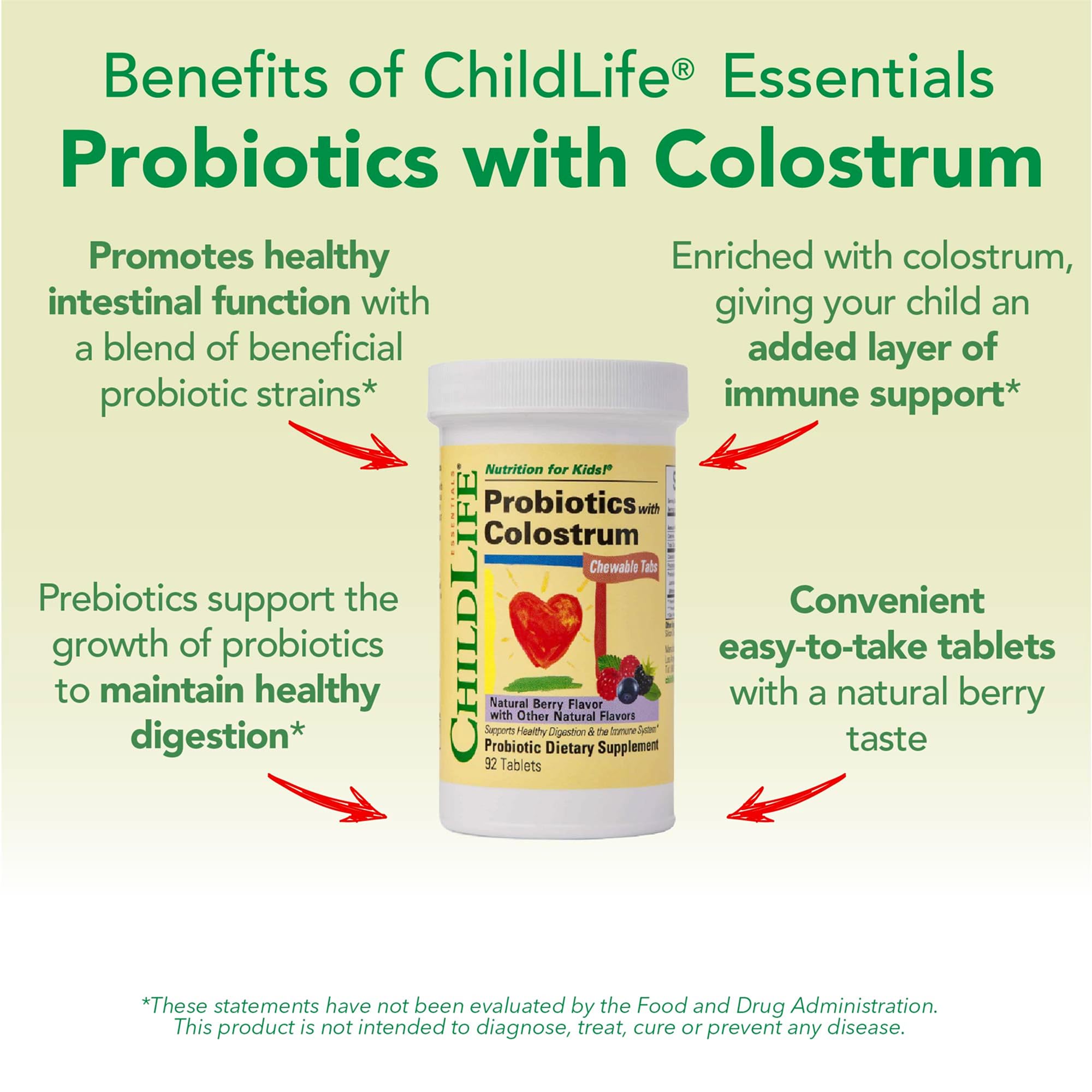 CHILDLIFE ESSENTIALS Digestive health chart showing gut balance aided by ChildBiotics.