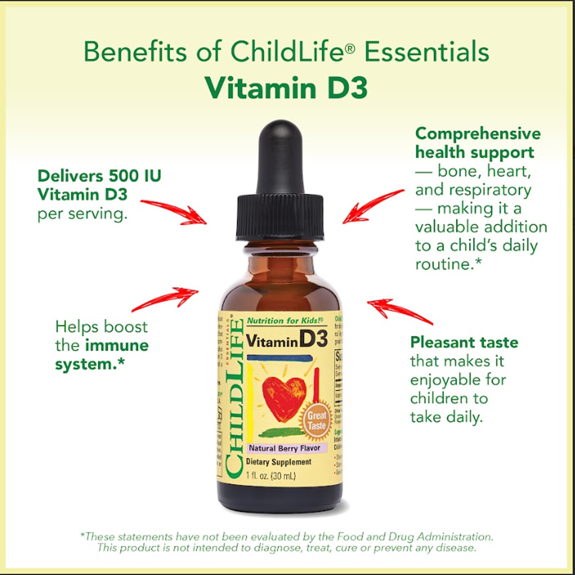 CHILDLIFE ESSENTIALS D3, aprobado por pediatra, para tranquilidad de las familias.