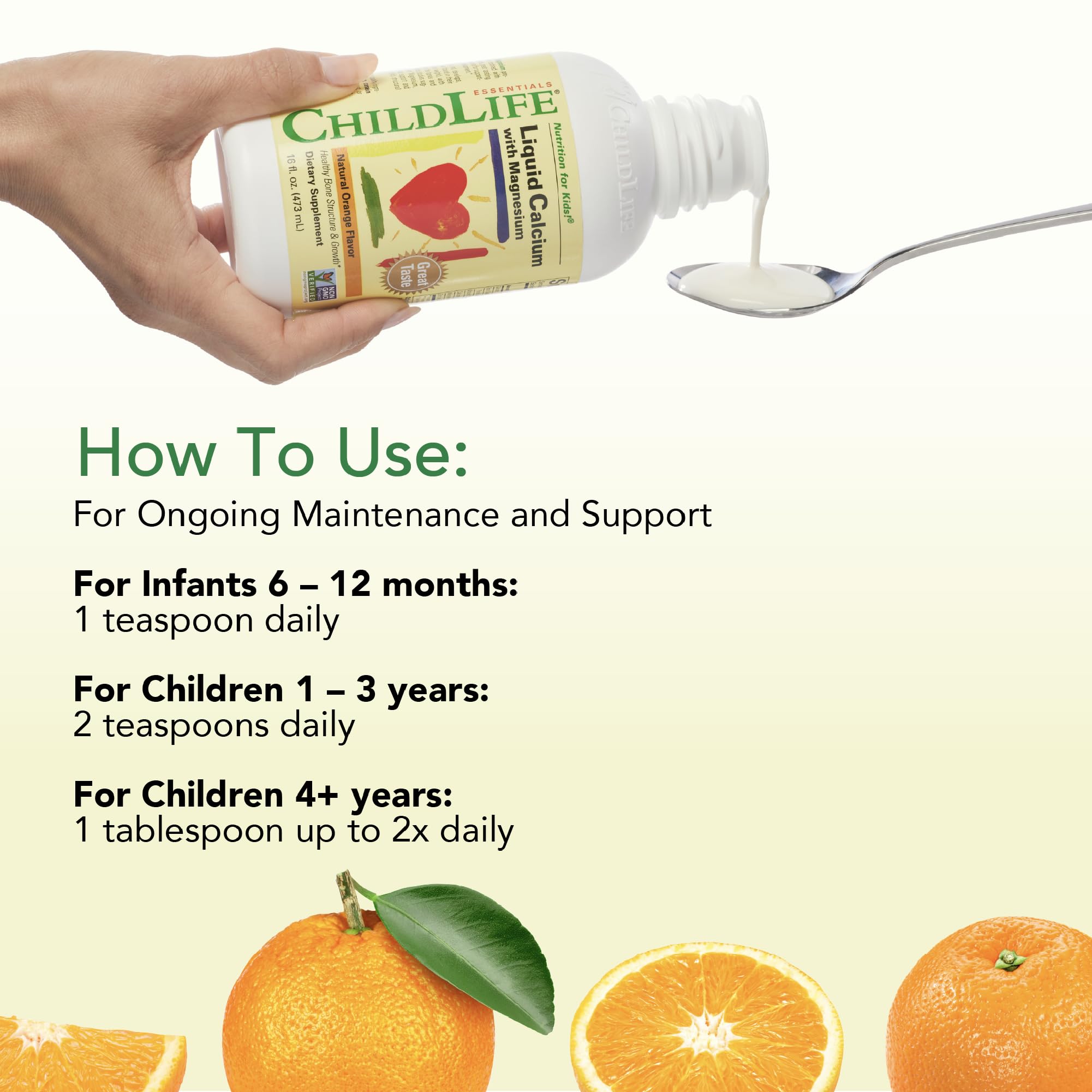 Dosing guide for ChildLife Essentials from infant to teen
