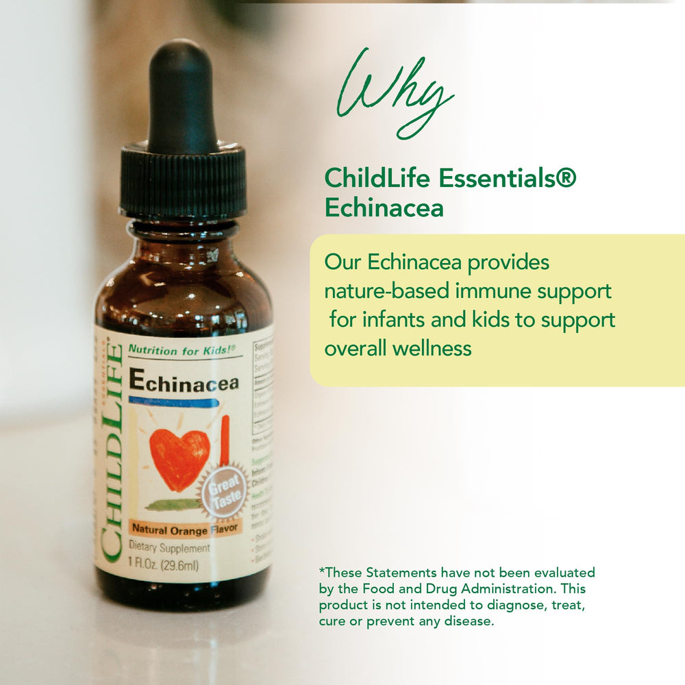 CHILDLIFE ESSENTIALS Echinacea for Kids dropper cap with measurement marks.