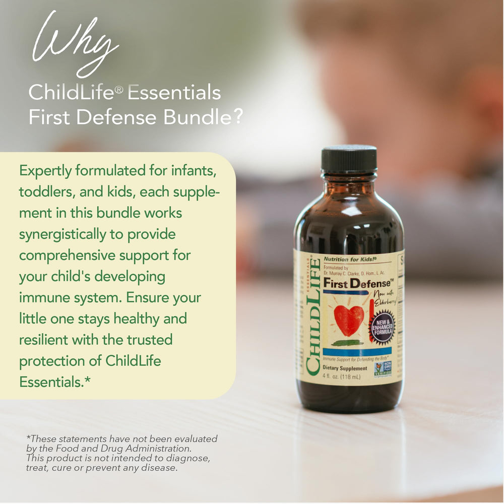 ChildLife Essentials Echinacea bottle highlights root and leaf for natural wellness.