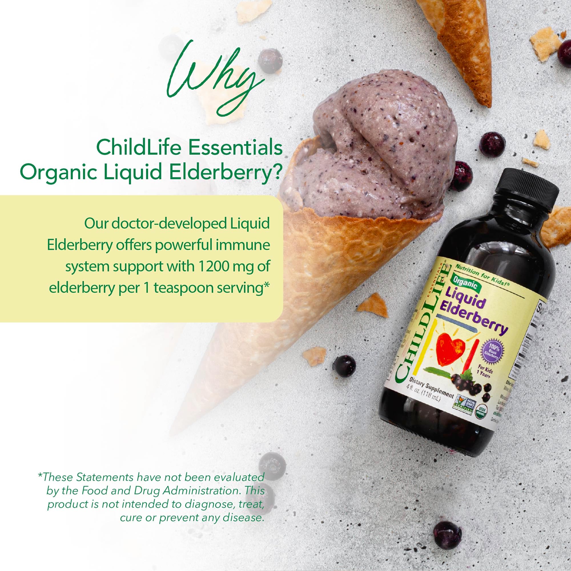 CHILDLIFE Essentials elderberry liquid dropper ready for daily use by children.