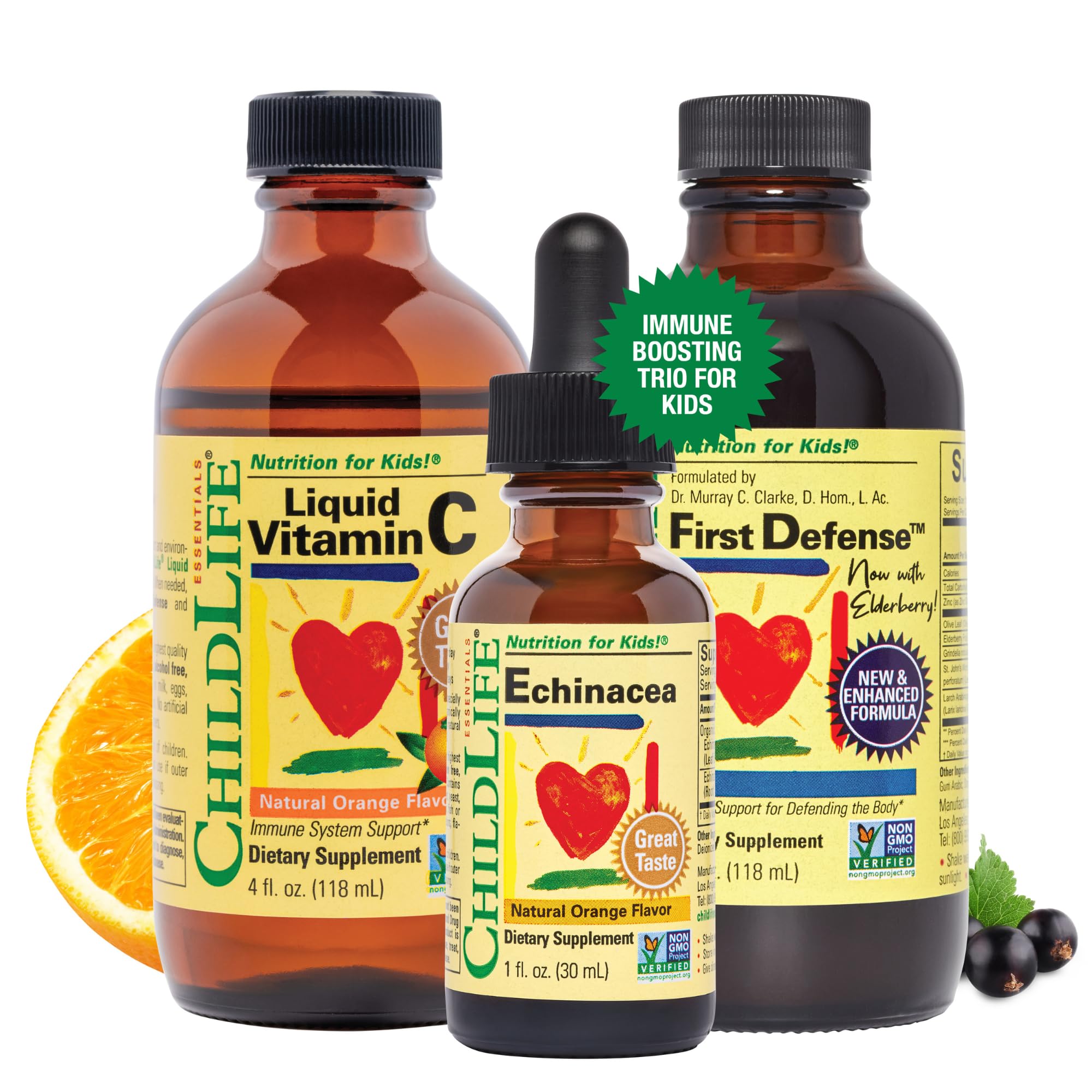 ChildLife Essentials Immune Support Liquid Vitamin C bottle shown for kid-friendly immune boost.
