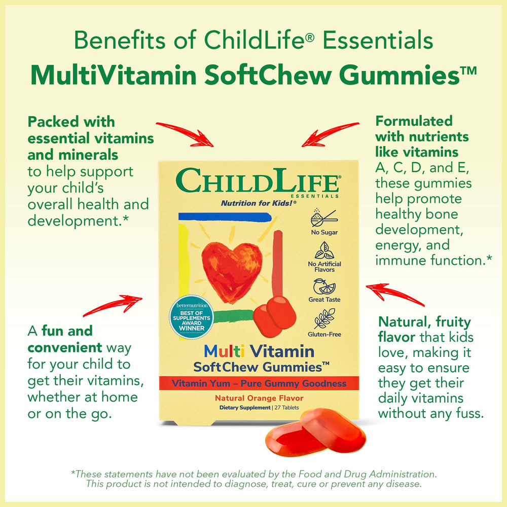 CHILDLIFE ESSENTIALS Kids Multivitamin SoftChew natural orange flavor option