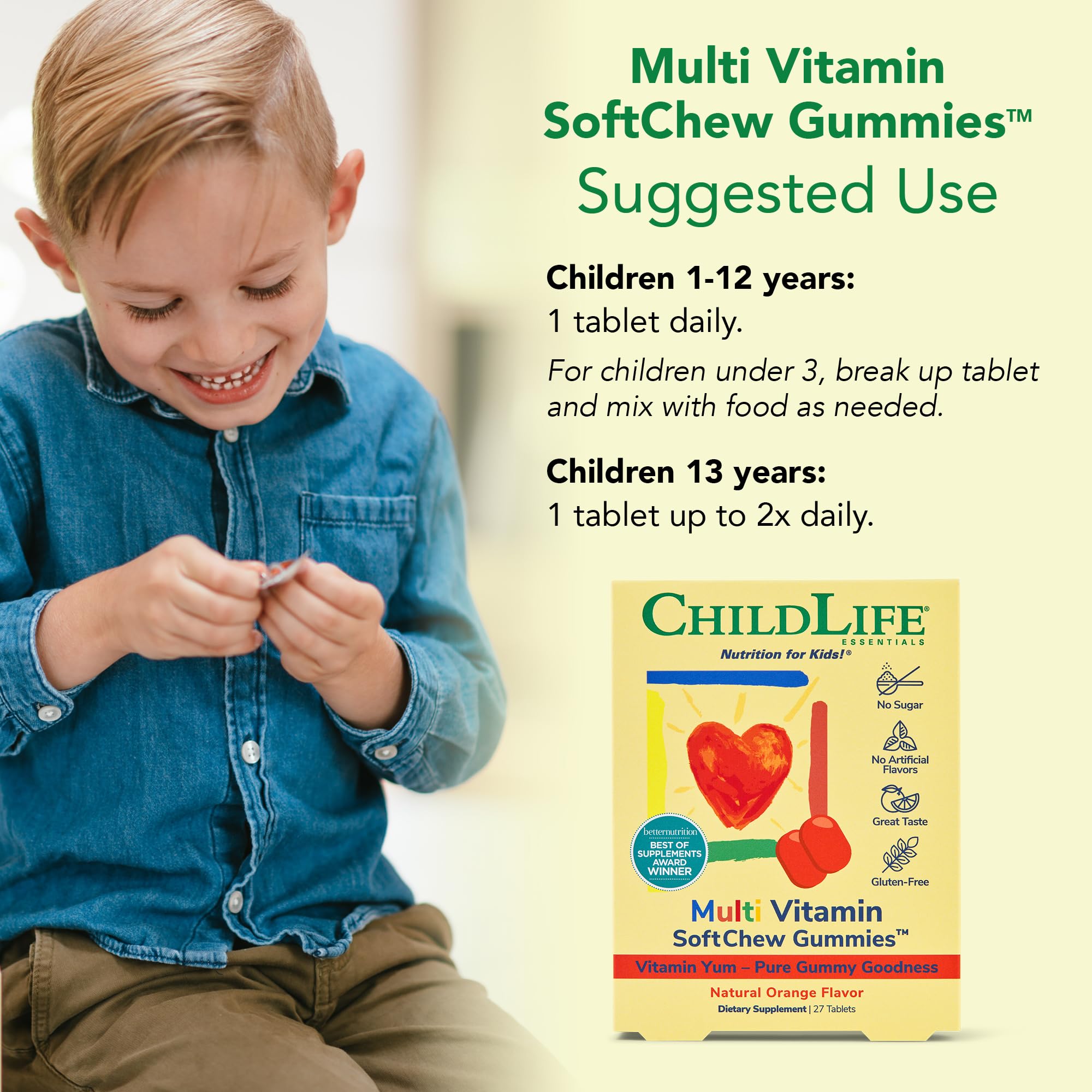 CHILDLIFE ESSENTIALS Kids Multivitamin SoftChew sugar-free label